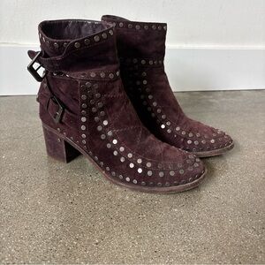Laurence Dacade Burgundy Suede Studded Ankle Boots